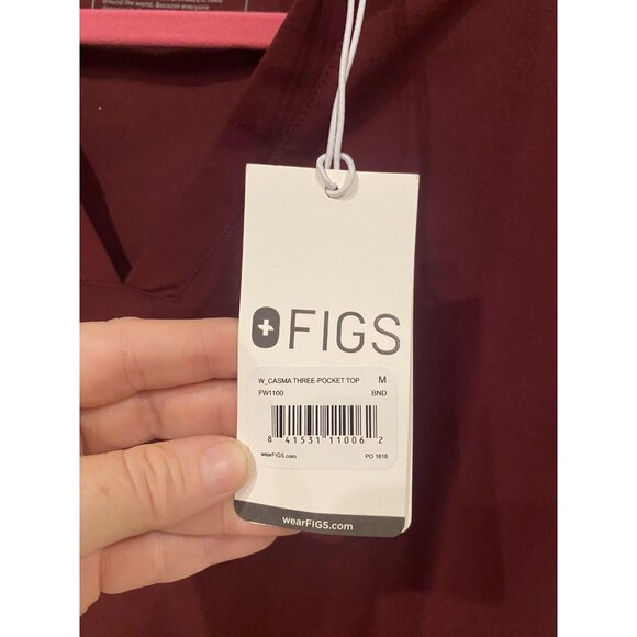 FIGS Casma Three-Pocket Scrub Top Womens Medium Burgundy V-Neck Nursing Medical - Picture 2 of 3